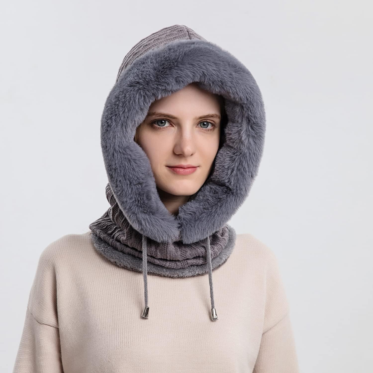 YooGuoGuo Women Winter One Piece Beanie Hat Slouchy Fleece Balaclavas Face Mask Neck Scarf Set Earmuff Ski Snow Knit Hats