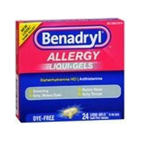 Benadryl Allergy Liqui-Gels Dye-Free, 24 Liqui-Gels