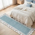 thumbnail image 5 of Lahome Washable 2'x8' Scalloped Runner Rug, Blue Boho Floral Hallway Rugs for Entryway Kitchen, Non-Slip Soft Low-Pile Microfiber Carpet for Laundry Bedroom, Blue, 5 of 11