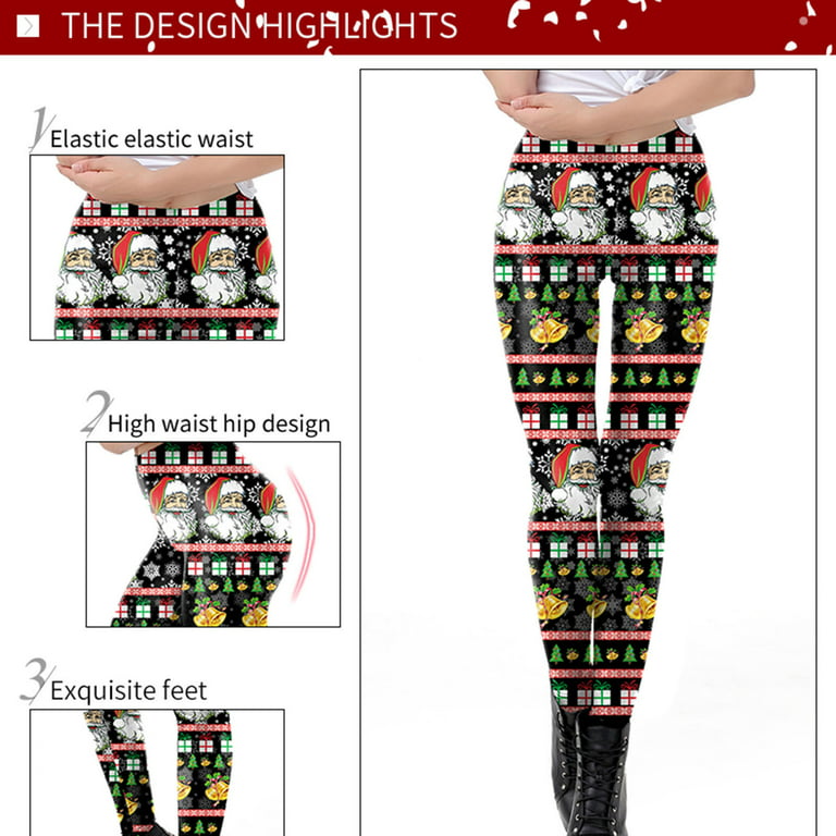 Lolmot Women's Ugly Christmas Leggings Xmas High Waisted Stretchy
