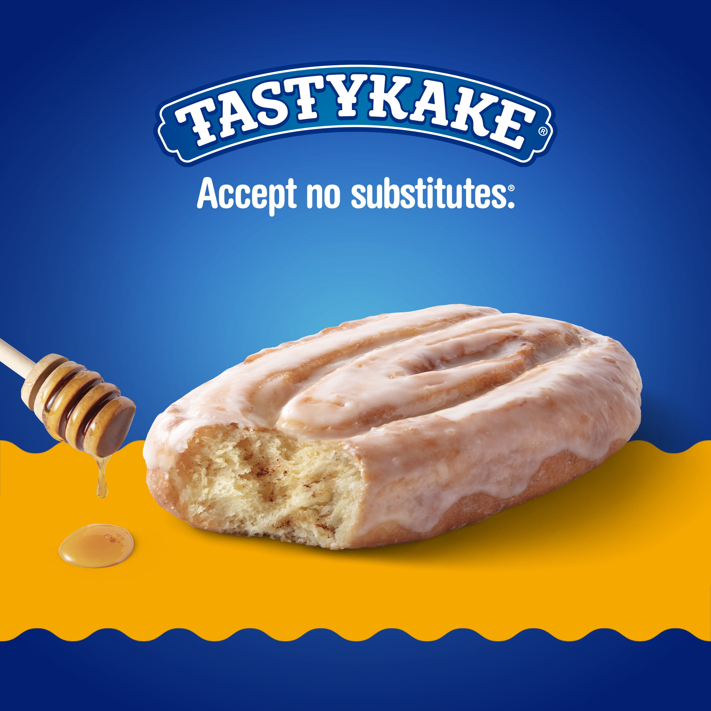 Tastykake Glazed Honey Bun, Individually Wrapped Sweet Glazed Topped Pastry Snack, 5 oz, Shelf-Stable