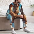 thumbnail image 7 of Honeii Cartoon Cloud Puppy Pattern Mens Pajamas Set,2pcs Men's Lounge Long Sleeve Sleep Shirt and Pajama Bottoms Sleepwear Set,Mens Pjs Sets-Medium, 7 of 7