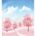 thumbnail image 3 of Ambesonne Spring Duvet Cover Set, Blooming Sakura Trees Scene, 2-Calking, Sky Blue Pastel Pink, 3 of 3