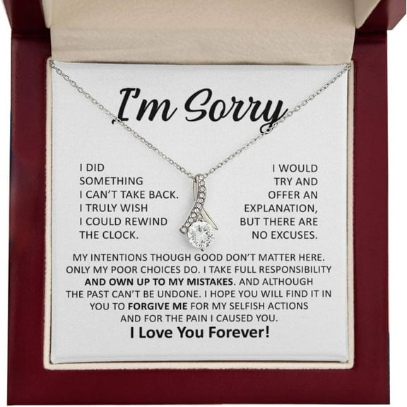 Im Sorry Necklace for Her Apology Gifts Mothers Day Jewelry for Wife, Birthday, Christmas, Valentines Present to My Soulmate, Girlfriend Alluring Necklace with Message Card & Luxury Gift Box
