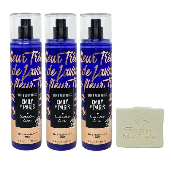 Bath & Body Works Emily In Paris - Lavender Luxe 3 Pack Fine Fragrance Mist Set with a Natural Oats Bar Soap - Full Size