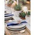 thumbnail image 5 of Navy Blue Striped Ombre Cloth Napkins Set of 4 Reusable Dinner Napkins, Modern Blue Moire Geometric Cocktail Napkin Washable Table Napkins for Wedding/Holiday Party/Baby Shower 20"x20", 5 of 7