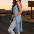 thumbnail image 4 of APEXFWDT Western Fringe Suede Vest for Women, Sleeveless Open Front Hollow Out Long Tassel Casual Waistcoat, 4 of 8