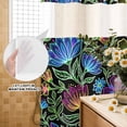 thumbnail image 3 of No Hook Shower Curtain, Abstract Flower Shower Curtains for Bathroom with See Through Top Window, Geometric Colorful Floral Leaf Plant Waterproof & Washable Bath Curtain Standard 72"x72", 3 of 9