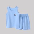 thumbnail image 3 of CYRBOKO Boys Summer Outfit Sets, Casual 2 Pieces Athletic Cotton Tank Top Sets Blue Size 5-6 T, 3 of 4