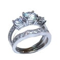 thumbnail image 2 of His & Hers 3 Stone Cz Wedding Engagement Ring Set Sterling Silver & Titanium, 2 of 5