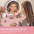 thumbnail image 2 of Brafabhome Boho Vanity Table Set with Adjustable Lighted Mirror and Stool, Modern Dressing Table Set with Drawers and Storage Shelves for Makeup Room Bedroom | Pink, 2 of 7