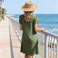 thumbnail image 6 of Admvng Women's Dresses Short Sleeve Square Neck Pocket Stretchy Casual A-Line Dress, 6 of 9