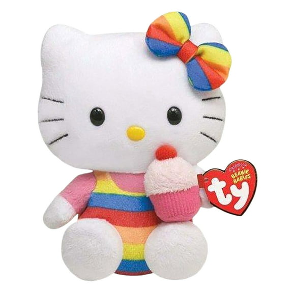 Ty Beanie Baby - HELLO KITTY RAINBOW CUPCAKE 6" Plush (BONUS ONE RANDOM TY ERASER)