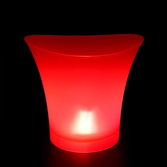 Cubo de hielo luminoso 5L champán Cubo de hielo luminoso Cubo de hielo para cerveza KTV Cubo de hielo de plástico luminoso redondo LED