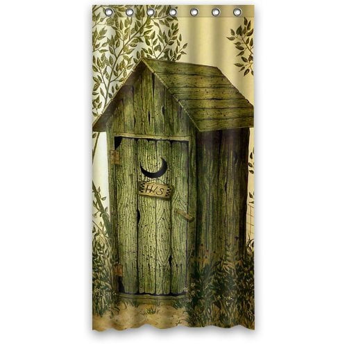 Outhouse Waterproof Shower Curtain Set, Primitive Outhouse Shower Curtain