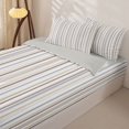 thumbnail image 2 of Castle Fairy Minimalist Vertical Stripe Zipper Twin Comforter Sets with Fitted Sheet and 2 Pillowcases,Geometric Thin Line Zipper Bedding Set,Beige Brown Gray,Reversible, 2 of 7