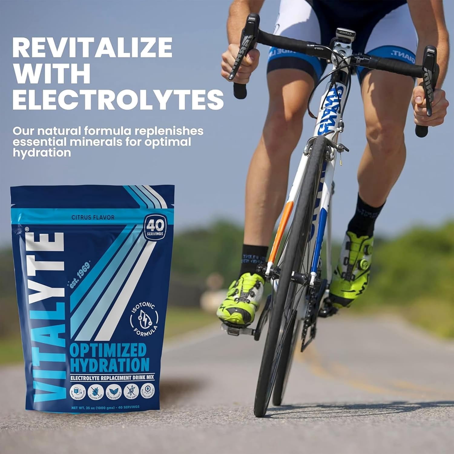Vitalyte Cool Citrus Electrolyte Powder Mix, Isotonic Hydration, 80 Servings (2-pack, 35 oz Each)