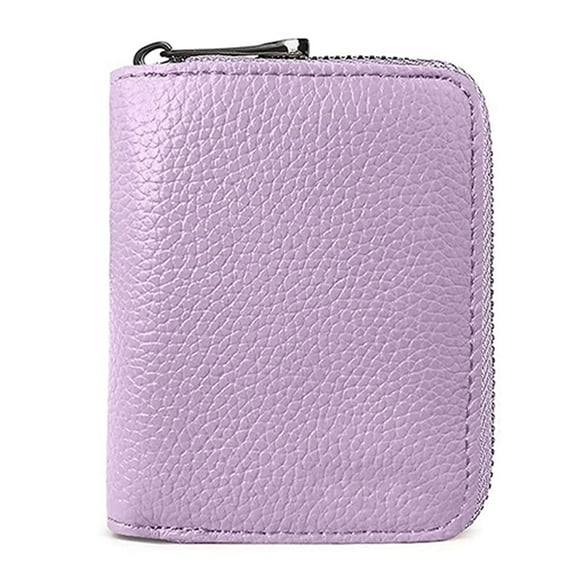 Credit Card Holder Leather Small Card Case for Women or Men Accordion Wallet with Zipper, 10.5*7.5*2.5cm