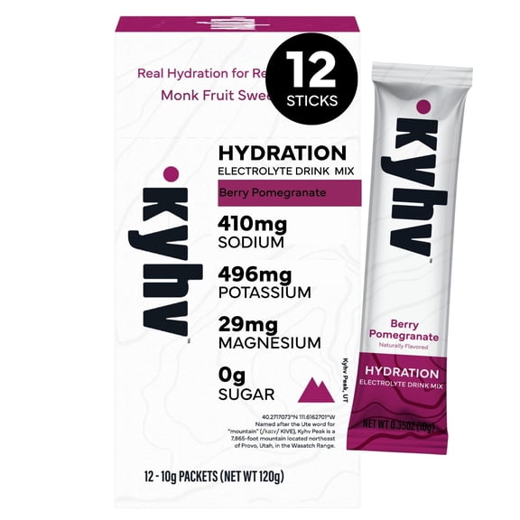 Kyhv Nutrition Hydration Electrolyte Drink Mix Berry Pomegranate 12 Sticks