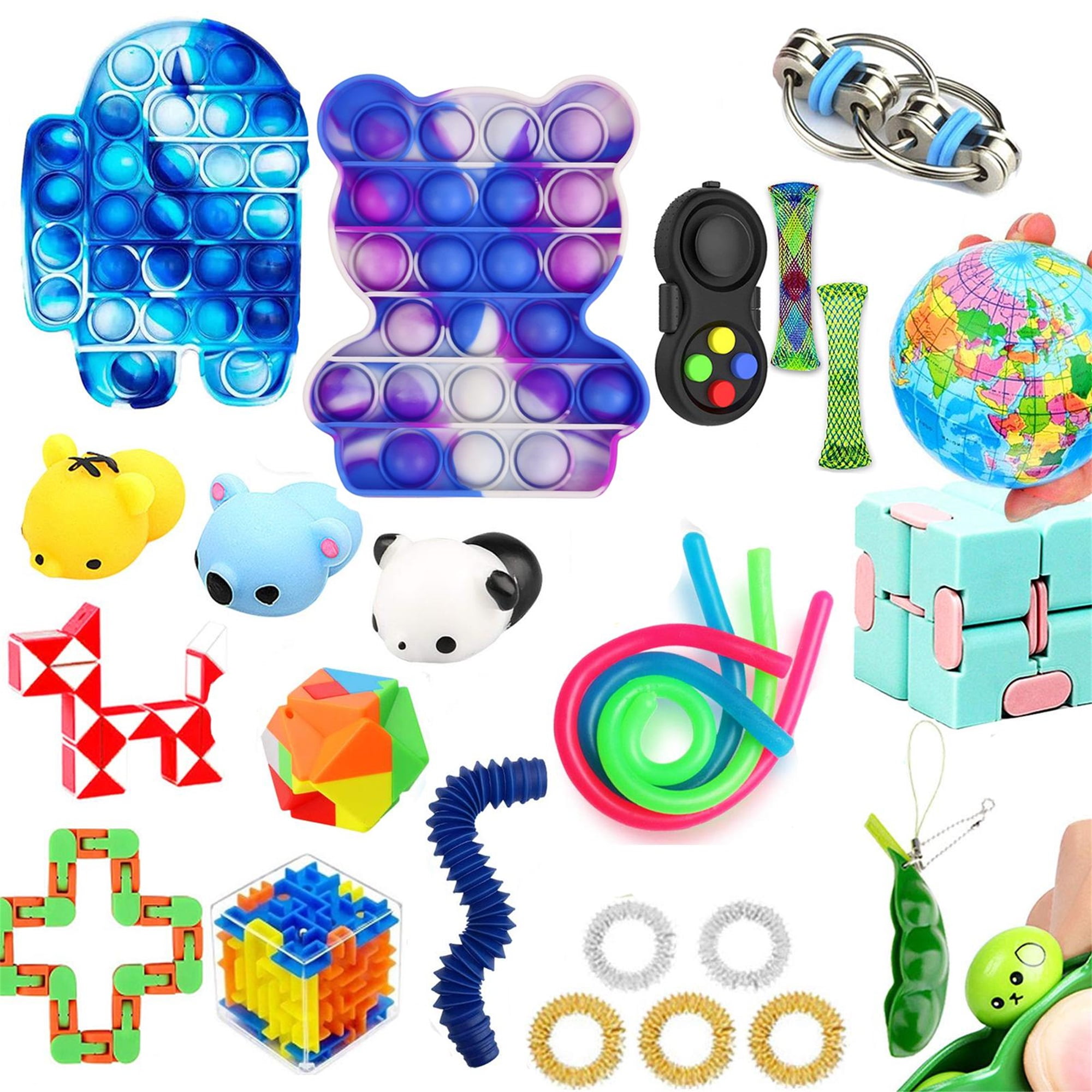 Fidget Toys Pack for Kids Adults Fidget Box with Push Pop Bubble QASIMOF Cheap Fidget Toy Pack,Fidget Packs Set with Dimples