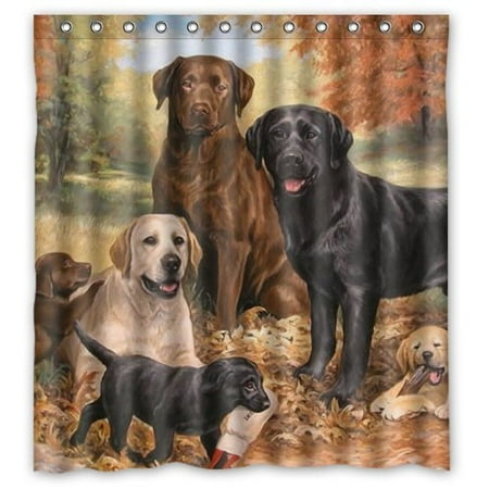 Retriever School Bathroom Accessories - HelloDecor Labrador Retriever Dog dogs Shower Curtain Polyester Fabric Bathroom Decorative Curtain Size 66x72 Inches