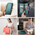 thumbnail image 4 of for Samsung Galaxy S23 Plus/ S23+ Case, 【RFID Blocking】 for Samsung S23 Plus Wallet Case for Women Men, Leather Magnetic Flip Strap Zipper Card Holder Case for Galaxy S23 Plus, Blue Green, 4 of 11