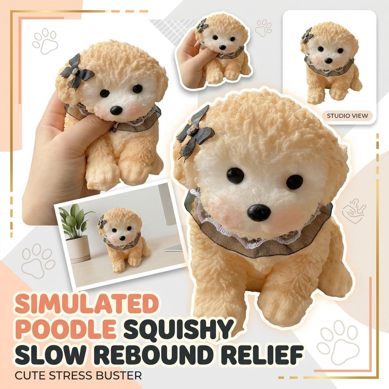 Puppy Dog Taba Slow Rising Squeeze Fidget, Adorable Animal Stress Reliever with Soft Texture, Creative Hand Tool for Anxiety and Daily Relaxation，Khaki