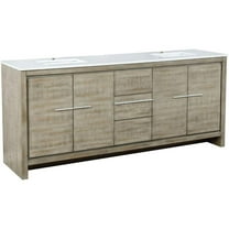 Lexora Home Lafarre 80" Double Quartz Top Bathroom Vanity in Rustic Acacia