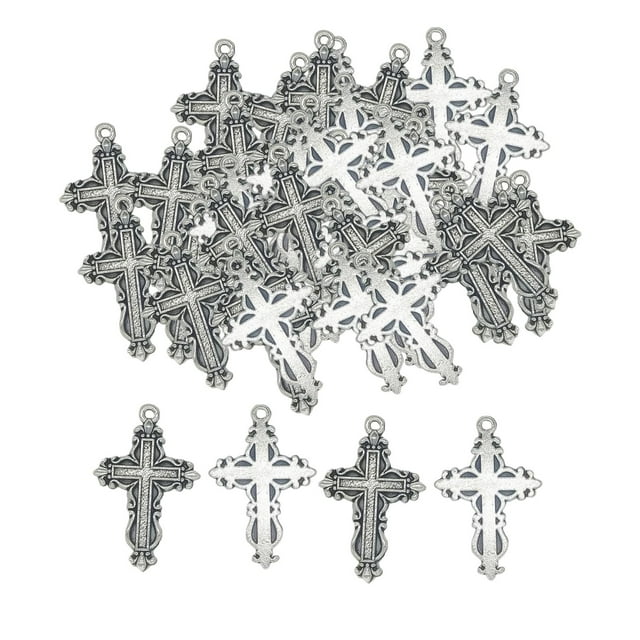 100 Uds de abalorios de Aleación antigua Sunnimix 35x23mm Colgantes de dijes de cruces
