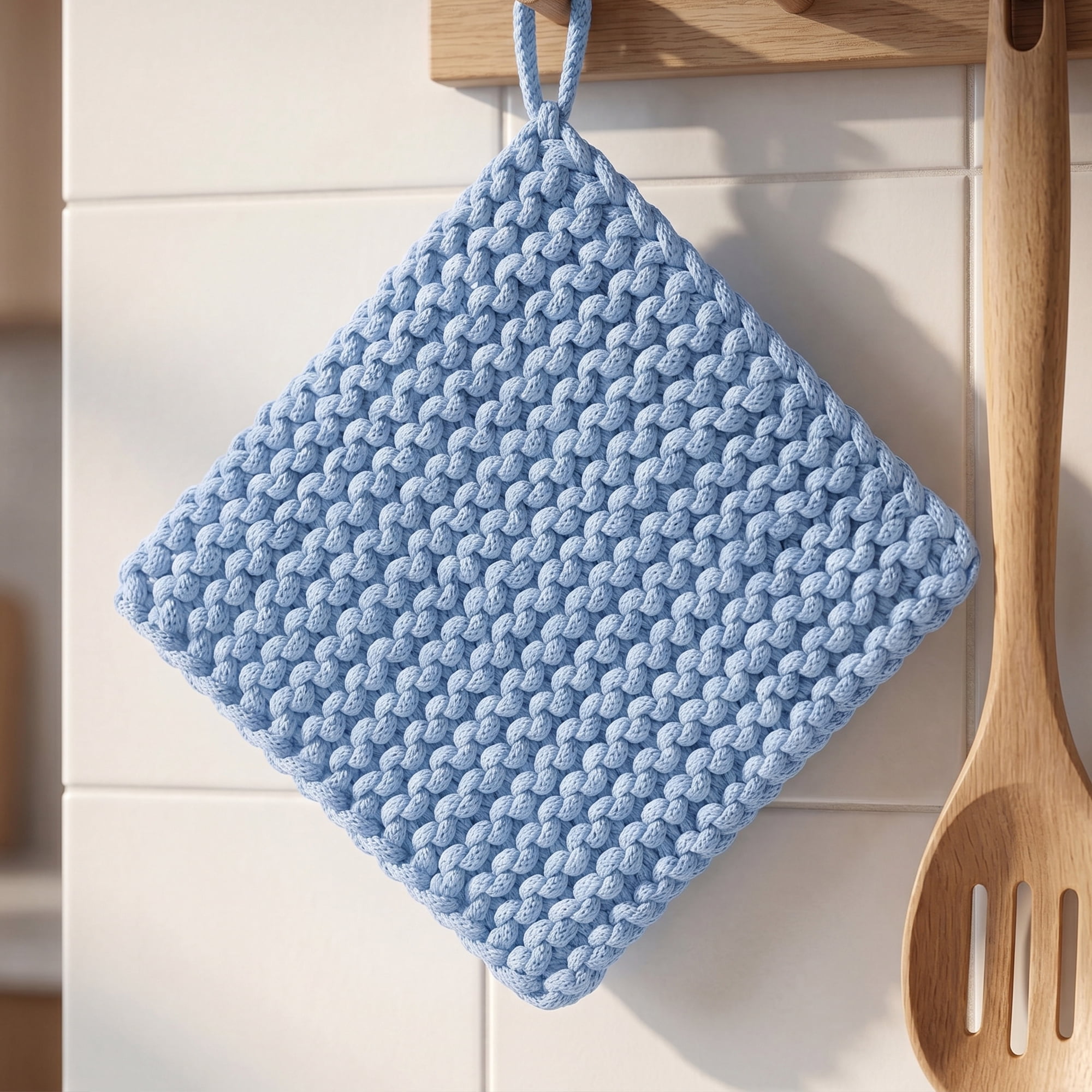 Unique Bargains Pot Holders Heat Resistant Non Slip Hot Pads Blue 7.5*7.5in