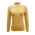 thumbnail image 5 of PiGOGI Women's Round Neck Knit Sweater Casual Solid Color Long Sleeve Base Layer Pullover Top Yellow XL, 5 of 6