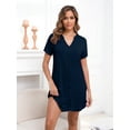 thumbnail image 3 of PinkBeautiM Nightgowns for Women Button Down Sleepshirts Short Sleeve V Neck Nightshirt Soft Sleepwear 3 Pack, 3 of 7