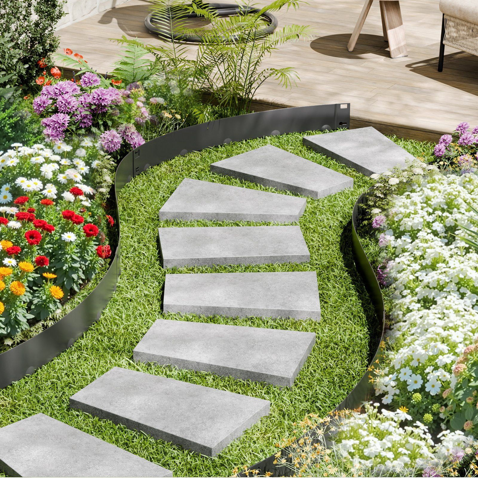 Professional Steel Landscape Edging - 5 Pack Black Rust-Resistant 39x4 Inch Lawn & Garden Borders