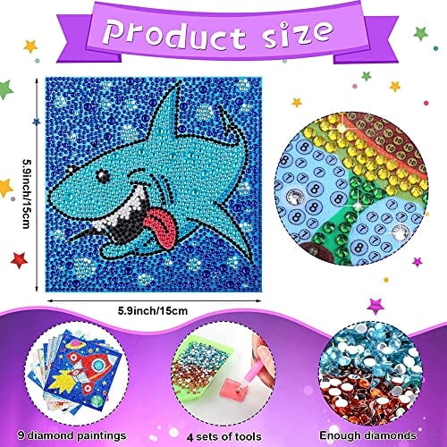 Paquete de 9 kits de pintura de diamantes 5D HUBENDMC para niños