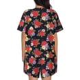 thumbnail image 3 of Lsque Red Rose Flower Women's Short-Sleeved Pajama Set - 2 Piece Soft and Lightweight Sleepwear Set-Large, 3 of 9