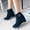 Blue, variant on Short Boots For Women Round Toe High Heel Walking Shoes Ornamental Zipper Buckle Black Winter Boots