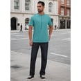 thumbnail image 5 of DARING DIVA Men's Henley Breathable Short Sleeve Button Down T-Shirt M Light Blue, 5 of 7