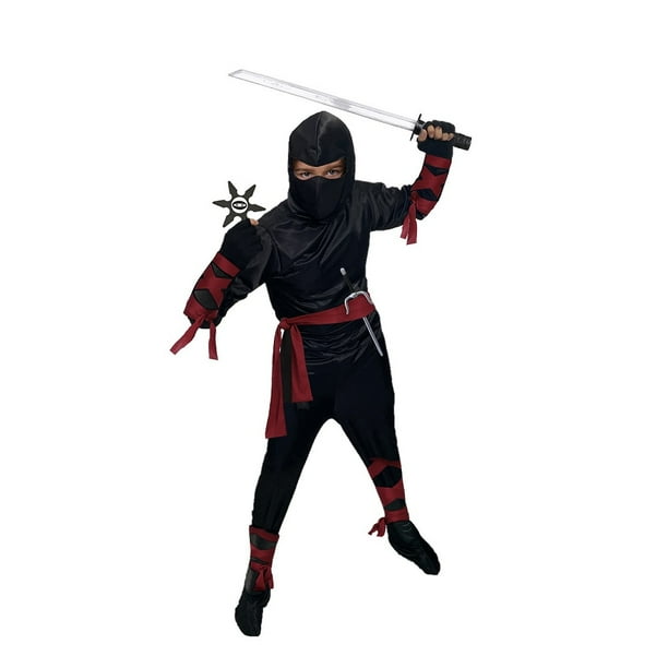 Traje de Ninja Nocturno - Disfraz de Halloween para Niñas y Niños - Vestuario de Guerrero Samurai - Disfraces para Ninjas T6 Disfraces TuDi Karate Dragon Niños de 6 Años