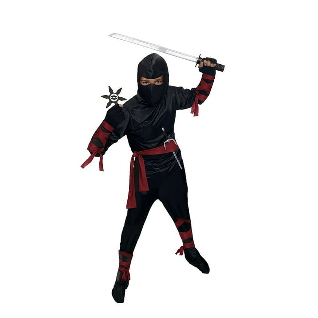 Traje de Ninja Nocturno - Disfraz de Halloween para Niñas y Niños - Vestuario de Guerrero Samurai - Disfraces para Ninjas T6 Disfraces TuDi Karate Dragon Niños de 6 Años