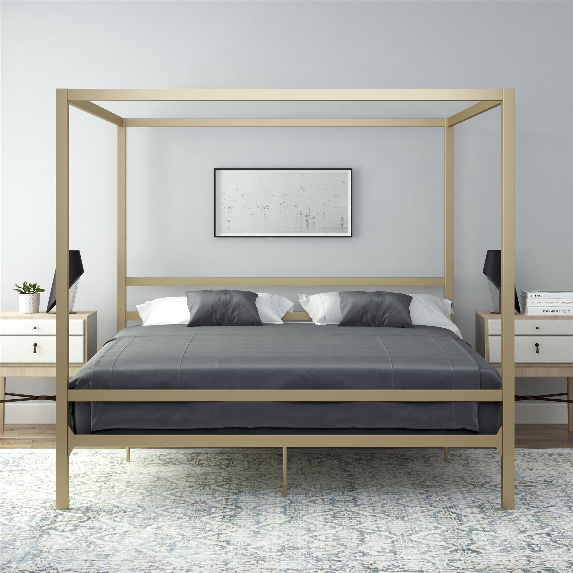 DHP Modern Canopy Gold Metal Bed, King