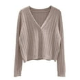 thumbnail image 2 of Delayuji Cardigan For Women Spring Trendy Lightweight Soft Thin Solid Color Long Sleeve Open Front Button Down Cardigans Breathable Cover Ups, 2 of 3