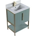 thumbnail image 4 of Fine Fixtures Serenity 24 in. W x 18 in. D x 33.5 in. H Bathroom Vanity in Mint Green with White Carrara Stone Top in White with Satin Brass Hardware, 4 of 4