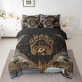 thumbnail image 2 of Feelyou Brown Bear Bedding Comforter Set 7pcs for Men, Woodland Wildlife King Bedding Sets, Rustic Lake House Reversible Bed Sheets, Microfiber Bedroom Decor, 3pcs, 2 of 7