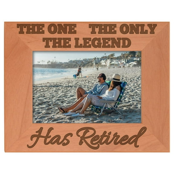 ThisWear Retirement Gifts for Women Funny The One the Only the Legend Has Retired Natural Wood Engraved 4x6 Landscape Picture Frame Wood