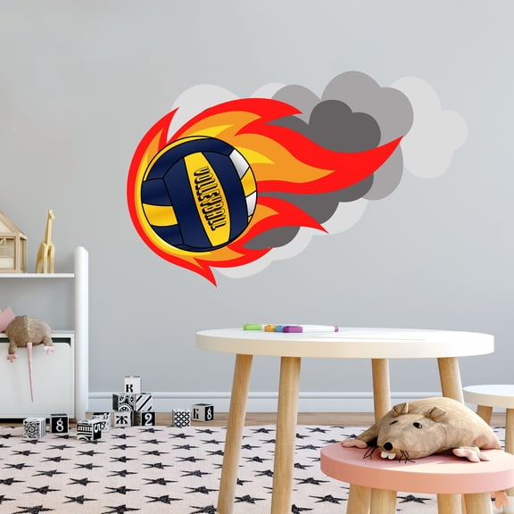 Sports Wall Decals for Girls Bedroom - Volleyball on Fire DIY & Creativity Boy Girl Bedroom Wall Sticker - Size: 30 In x 18 In