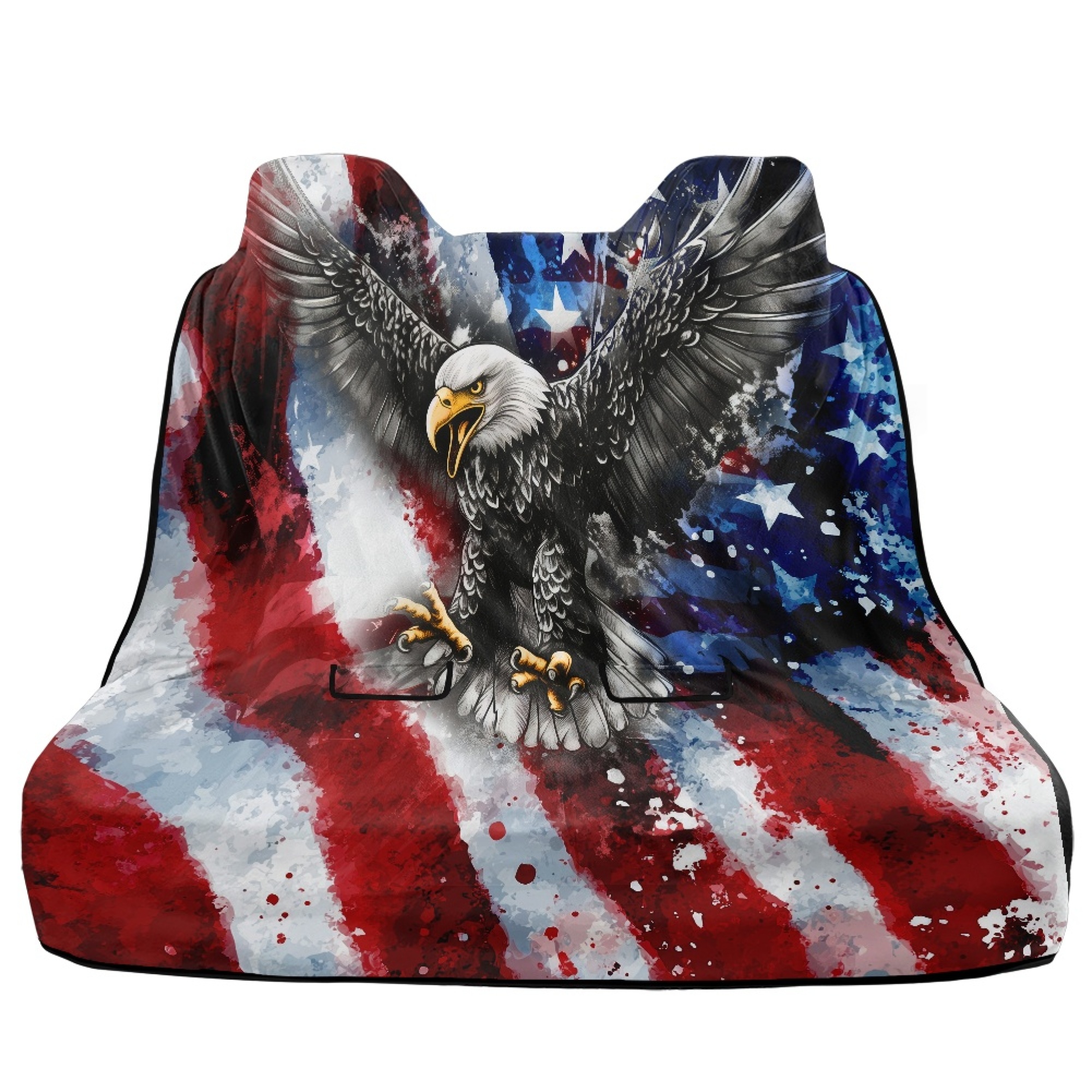 Drydeepin American Flag Eagle Car Back Seat Cover, Rear Bench Seat Towel Cover for Truck SUV Van Sedan, Saddle Blanket After Gym Workout Hiking, Car Accessories