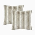 thumbnail image 3 of Home Soft Things Plush Striped Faux Fur Throw Pillow Covers, Modern Soft Pillow Cases for Sofa or Bed, Pillow Inserts Not Included, Set of 2, 20" x 20", Amanda Stripe-Oatmeal, 3 of 10