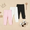 thumbnail image 4 of LIIPEE Girls Boys Pants Solid Color 3 Pack Ribbed High Waist Knit Bowknot Trousers Girl Comfort Indoor Outdoor Wear Pants,Pink,6-9 Months, 4 of 9