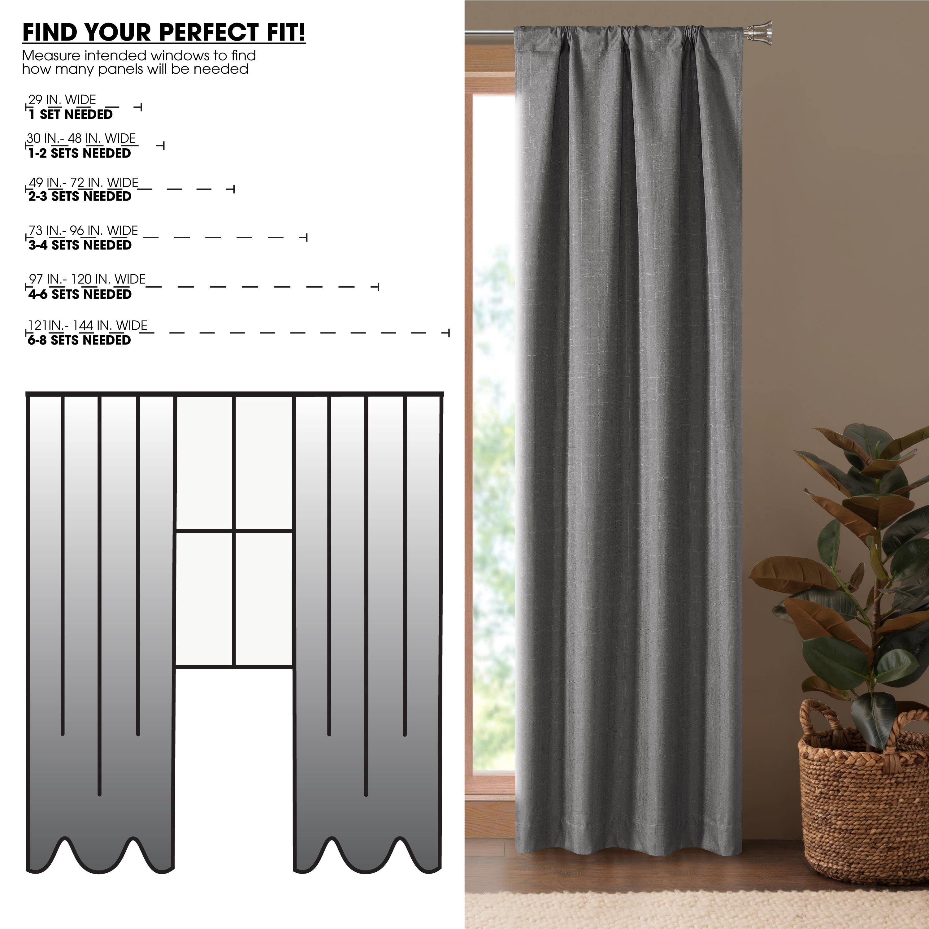 Dearfoams Energy Efficient Total Blackout Curtain Panel Set, 37 x 84" Charcoal