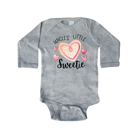 

Inktastic Uncle s Little Sweetie with Pink Heart Cookie Gift Baby Boy or Baby Girl Long Sleeve Bodysuit
